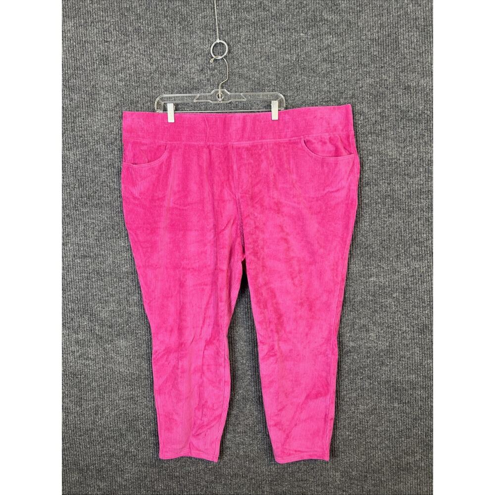 Belle Kim Gravel Petite Knit Corduroy Jeggings Pink Flamingo Size 28WP Pull On